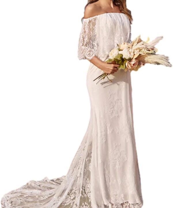 Lace Boho Wedding Dresses for Bride 2025 Beach Wedding Gowns for Women Long Country Bridal Dress