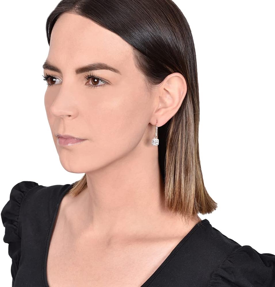 Anne Klein Flawless Silver-Tone & Cubic Zirconia Leverback Drop Earrings