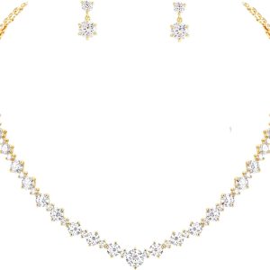 Women's Bridal Jewelry Set for Wedding Brides Bridesmaids, Elegant Prom Costume Necklace and Earring Jewelry Set for Women Evening Wear