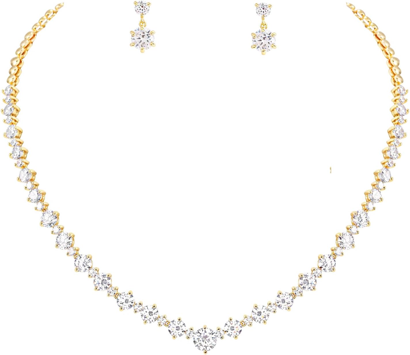 Women's Bridal Jewelry Set for Wedding Brides Bridesmaids, Elegant Prom Costume Necklace and Earring Jewelry Set for Women Evening Wear