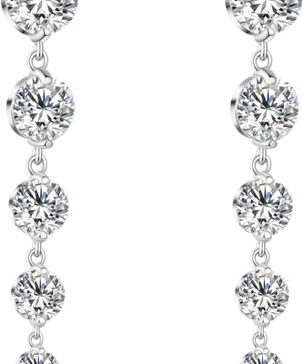 925 Silver Dangle Earrings for Women Statement 5A Cubic Zirconia Prom Earrings for Wedding Elegant Diamond Jewelry for Bride
