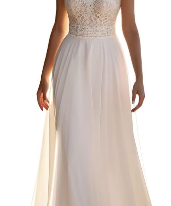 Lace Applique Boho Wedding Dresses for Bride 2025 A Line Long Tulle Beach Bridal Dress Wedding Gown for Women