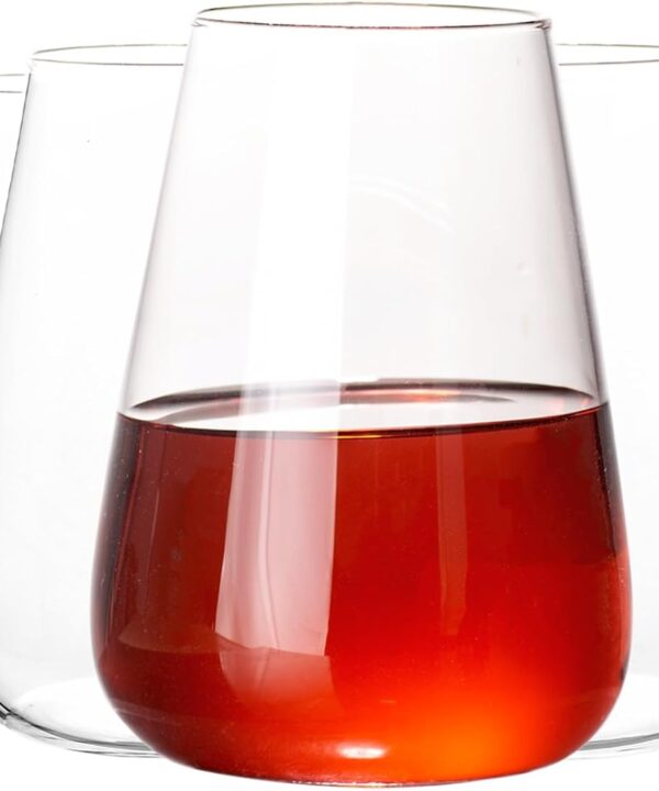 Stemless Wine Glass, 15 oz Premium Crystal Red White Wine Glasses Set of 6, Modern Hand Blown Drinking Glasses for Wedding, Birthday,Unique Gifts