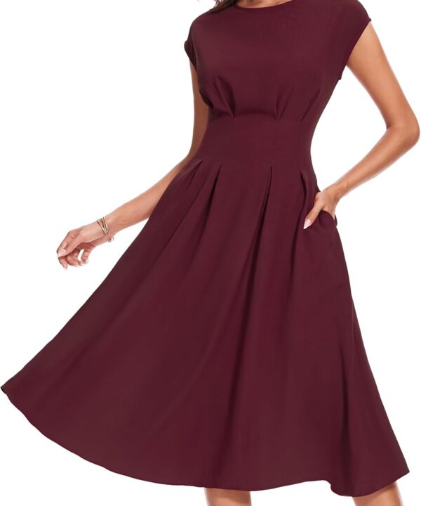 Wedtrend Women's 1940s Dresses with Pockets 50s Retro Dress Tea Length Cocktail Dress Vintage Swing Dresses
