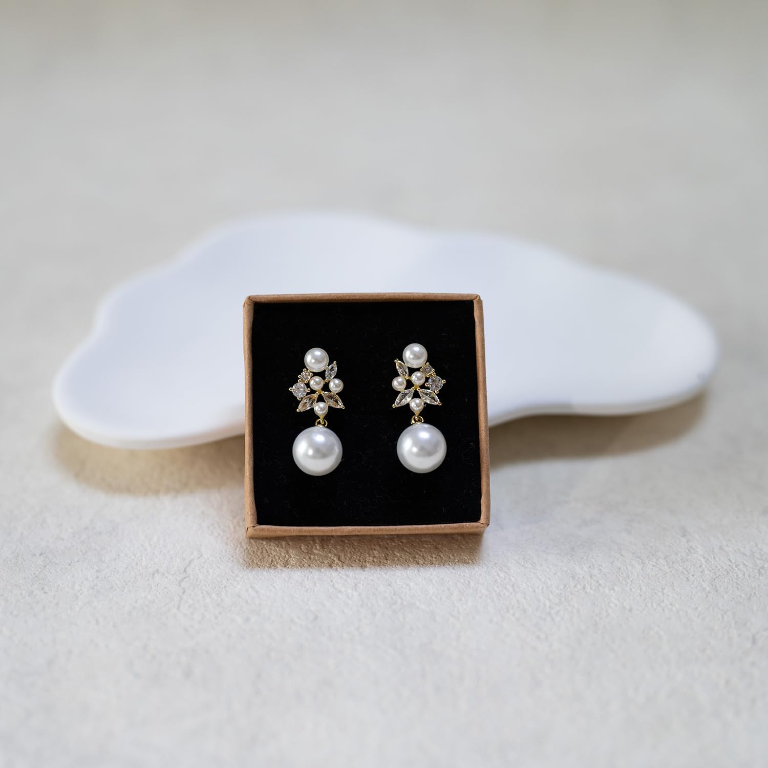 Pearl Drop Dangle Earrings for Women, Pearl Wedding Earrings for Brides Dangling, CZ Bridal Earrings for Wedding Bridesmaids, Prom Jewelry Gifts