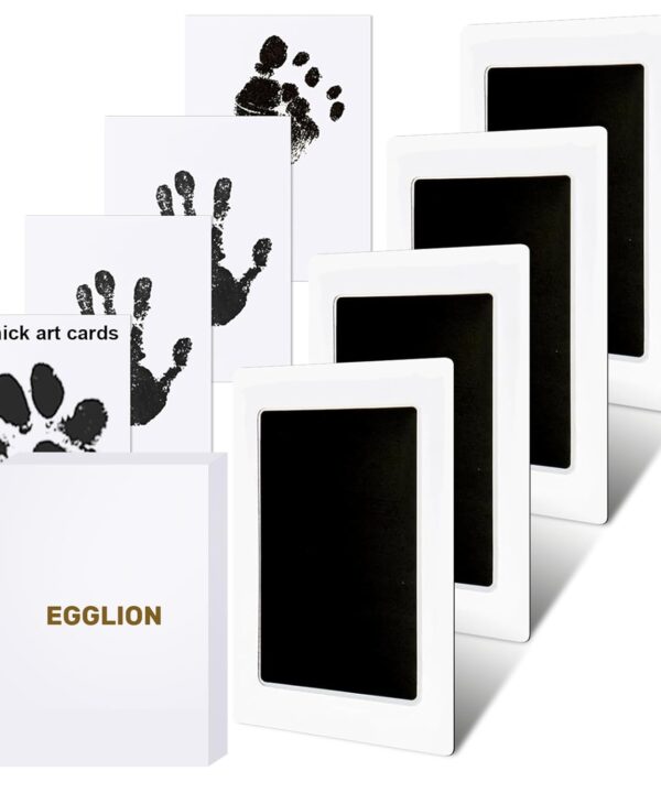 4 Pack Inkless Baby Hand and Footprint Kit – Mess Free Clean Touch Ink Pad for Baby Handprints & Footprints, Newborn Keepsake, Safe Pet Paw Print Ink Pad, No Mess Baby Footprint Kit
