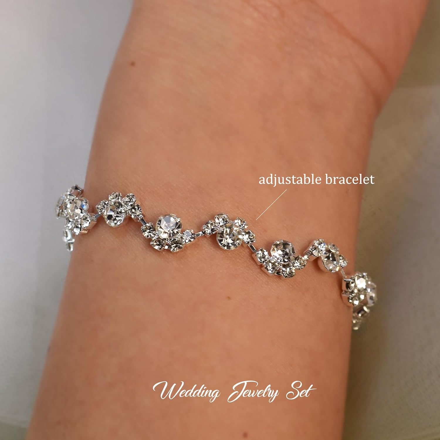 UDYLGOON Necklace Earrings Bracelet Jewelry Set Bride Bridesmaid Wedding Prom Party