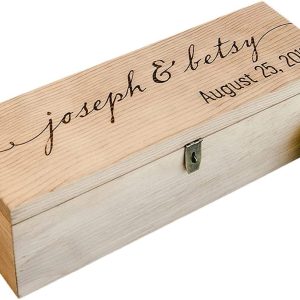 Personalized Engraved Wine Box - First Names and Vintage, Custom Text