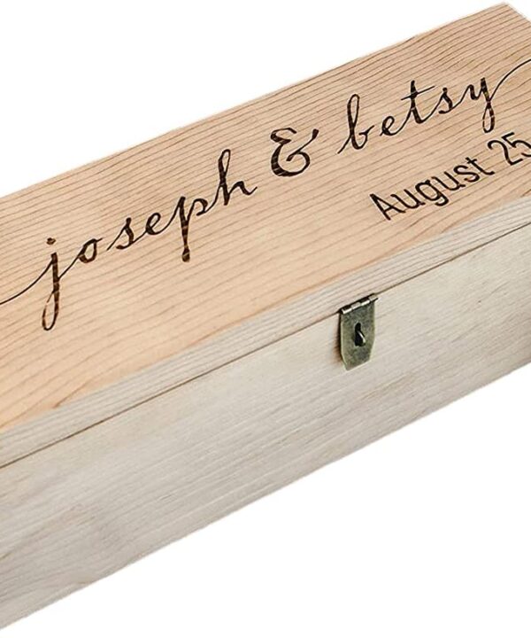 Personalized Engraved Wine Box - First Names and Vintage, Custom Text