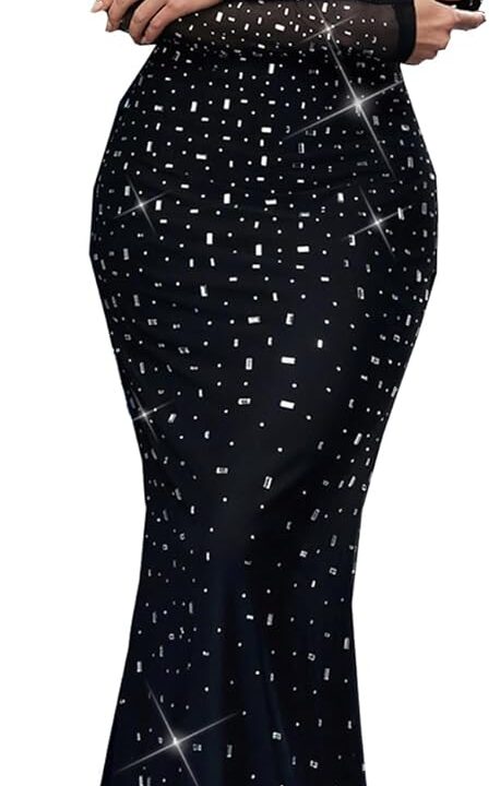 Women's Formal Evening Gown Elegant Rhinestone Long Prom Dress Mermaid Wedding Guest Party Cocktail Bridesmaid Maxi Dress