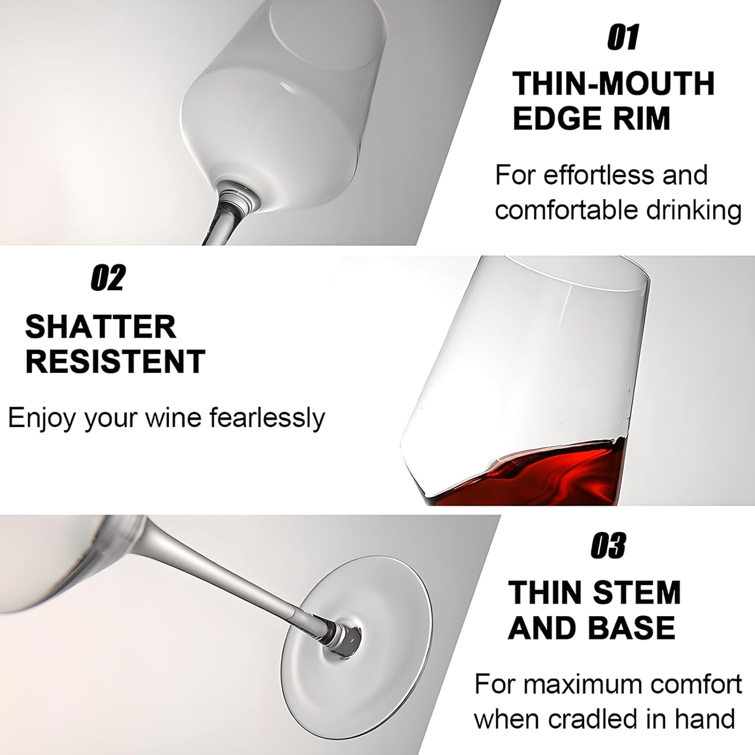 Hand Blown Red Wine Glasses Set of 4 Premium Crystal Wine Glasses With Long Stem 14 oz Daily Use, Unique Wedding Anniversary or Birthday Gift Ideal for Restaurants, Home Bar