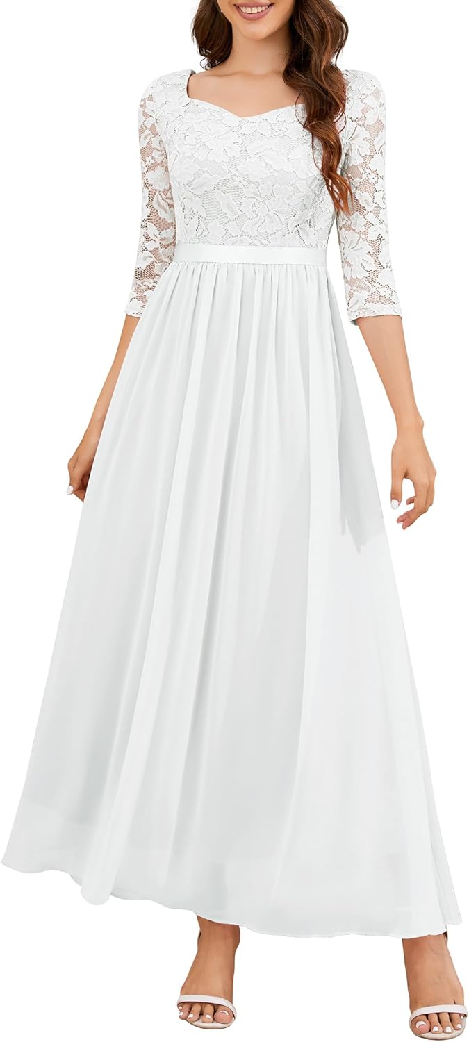 Wedtrend Women's Formal Dress Mother of The Bride Dress 3/4 Sleeve Wedding Guest Dress Maxi Evening Gown