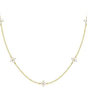 FUNEIA Dainty Silver Gold Necklaces for Women Trendy Non Tarnish 14K Gold Plated Cubic Zirconia Necklace Layered Cute Butterfly Heart Station Choker Necklace Stack for Wedding Prom Brides Jewelry