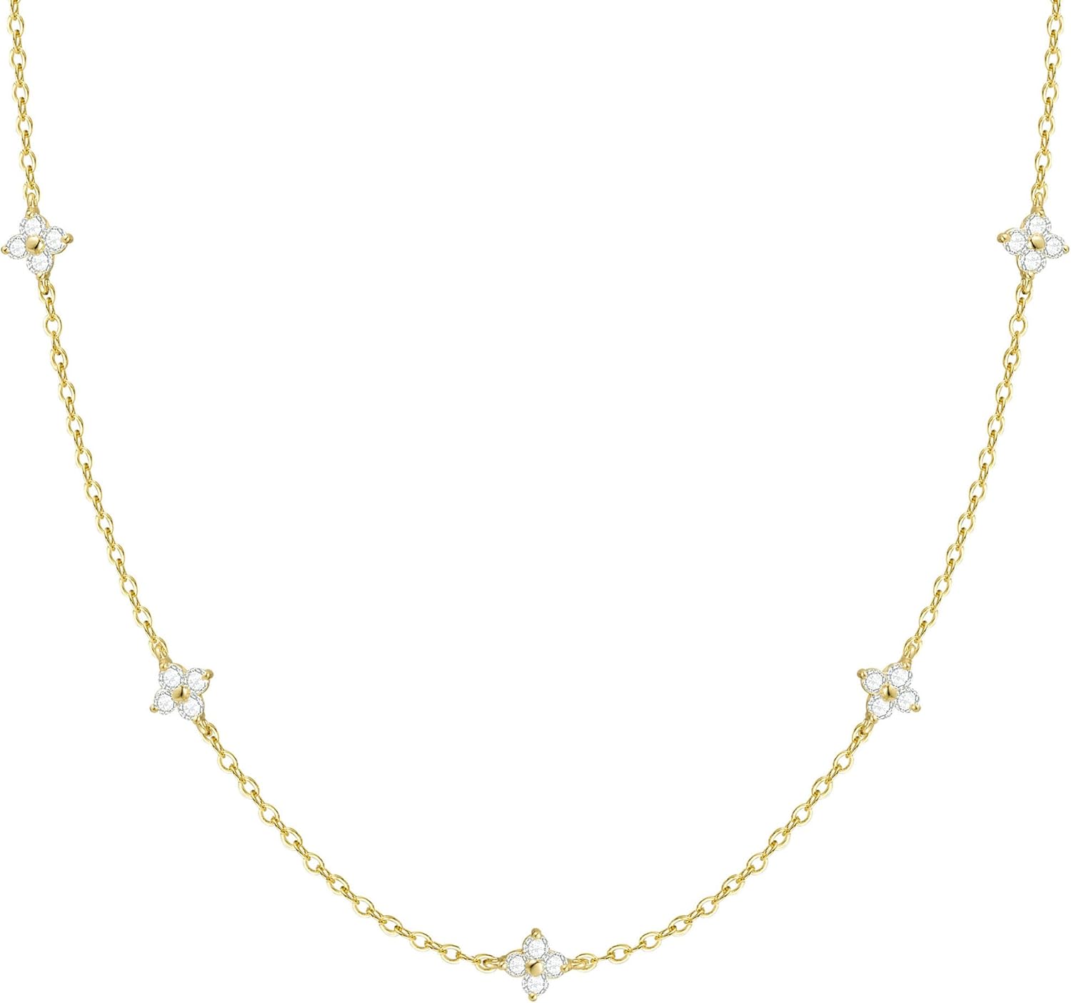 FUNEIA Dainty Silver Gold Necklaces for Women Trendy Non Tarnish 14K Gold Plated Cubic Zirconia Necklace Layered Cute Butterfly Heart Station Choker Necklace Stack for Wedding Prom Brides Jewelry