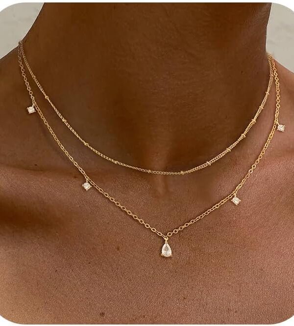 Layered Necklaces For Women,Dainty Gold Plated Necklace Stack Prom Layering Necklaces For Women Trendy Chain Cross Choker Necklace Set Fashion Accessories