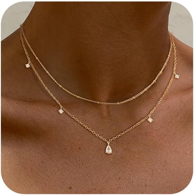 Layered Necklaces For Women,Dainty Gold Plated Necklace Stack Prom Layering Necklaces For Women Trendy Chain Cross Choker Necklace Set Fashion Accessories
