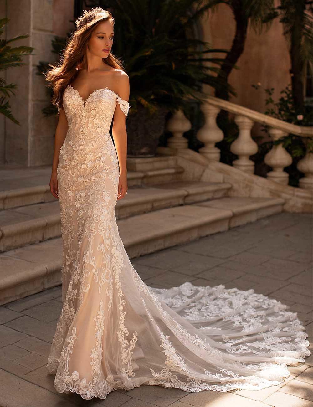 Miao Duo Womens Beach Wedding Dresses for Bride 2025 Long Lace Wedding Bridal Gowns YZTSWD057