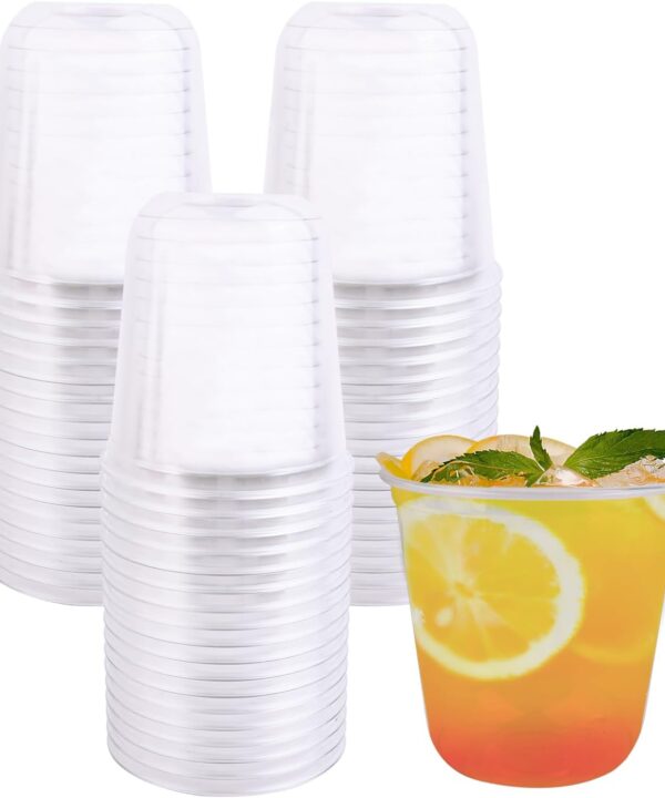 200 Pcs Disposable Stemless Glasses Plastic Cups Disposable Cold Party Drinking Cups Wine Glasses for Meeting Weddings Birthdays Cocktail Christmas Party Supplies (Clear,12 oz)