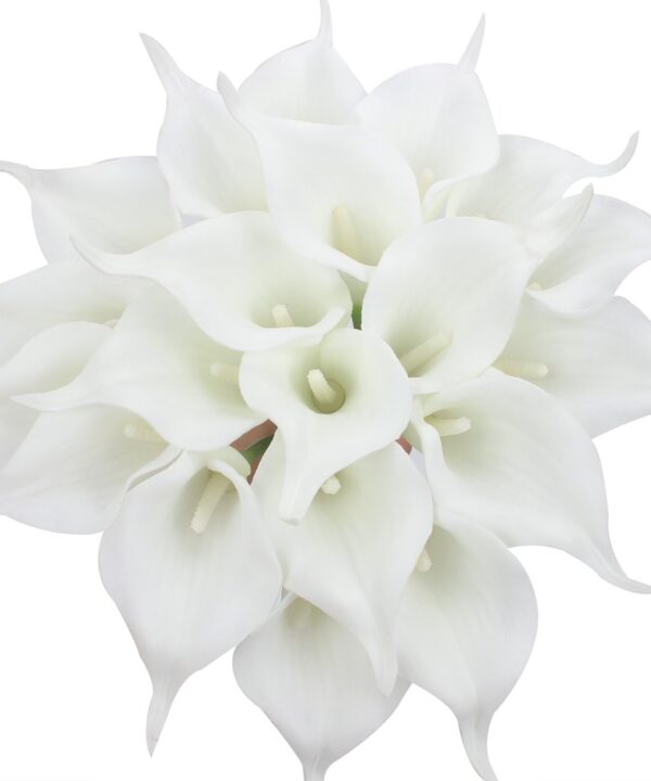 Duovlo 20pcs Calla Lily Bridal Wedding Bouquet Lataex Real Touch Artificial Flower Home Party Decor (Pure White)