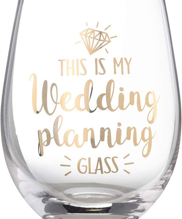 Lillian Rose Wedding Planning Stemless Wine Glass, Height 4.75", Gold