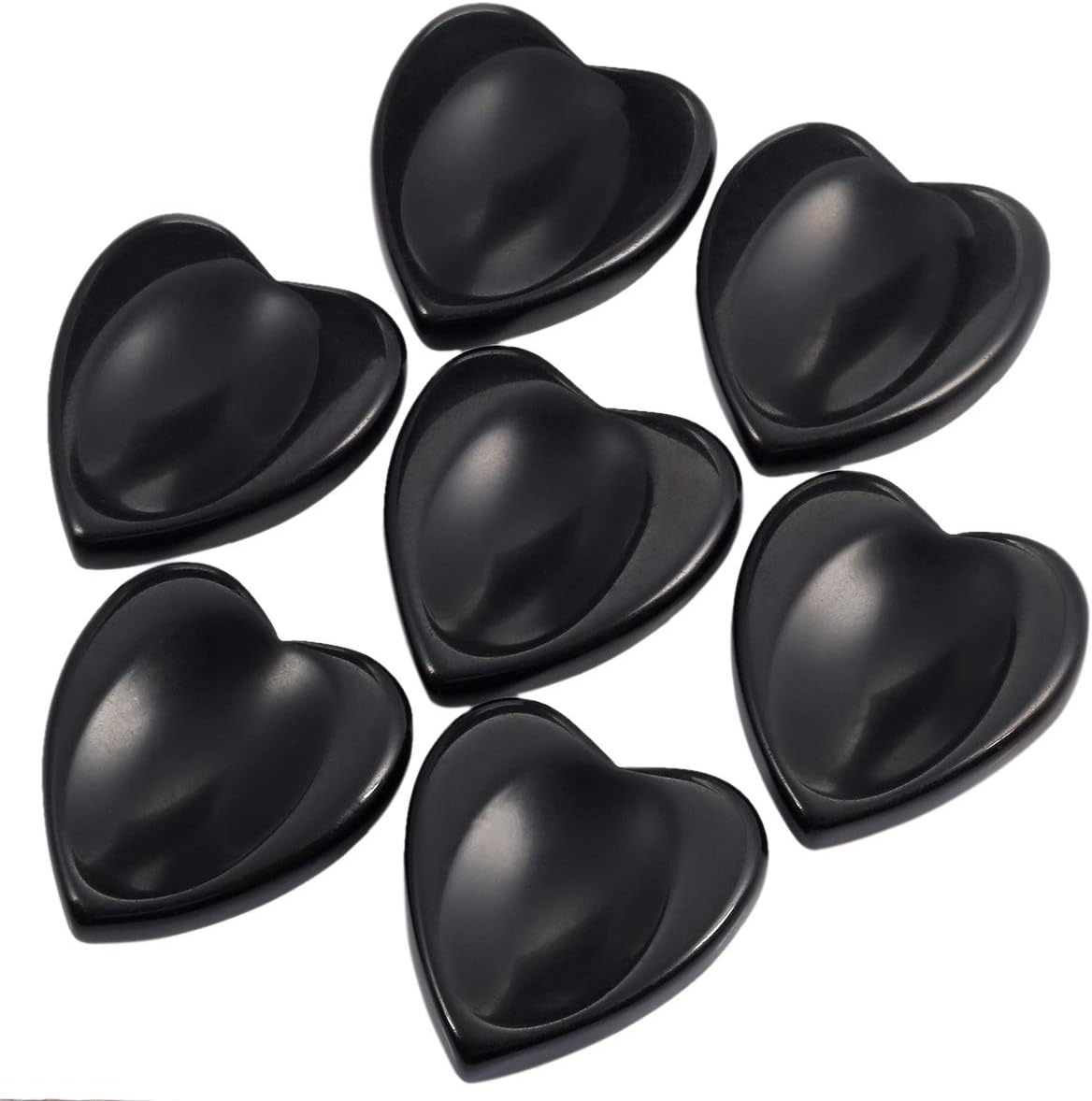 SUNYIK Heart Shaped Black Obsidian Thumb Worry Stone, Polished Healing Palm Pocket Stone for Anxiety Stress Relief