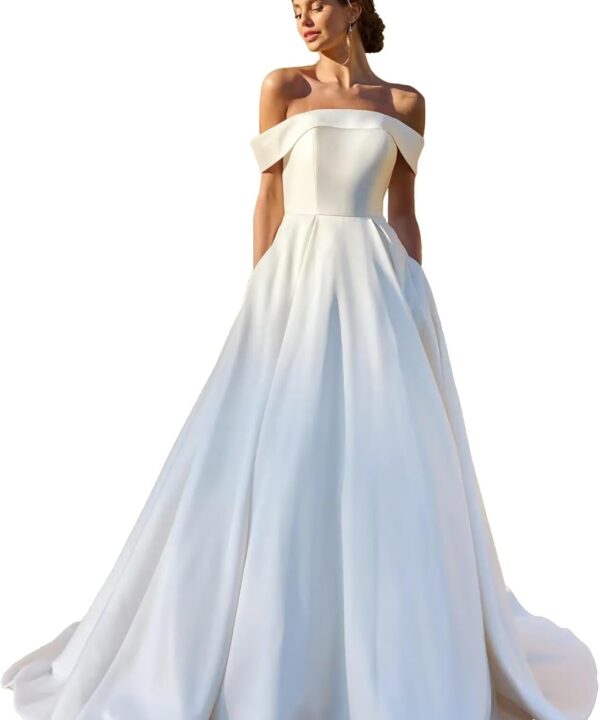 Yuxin Princess Lace Off Shoulder Wedding Dress for Bride 2025 Long Sleeves Ball Gown Bridal Dresses