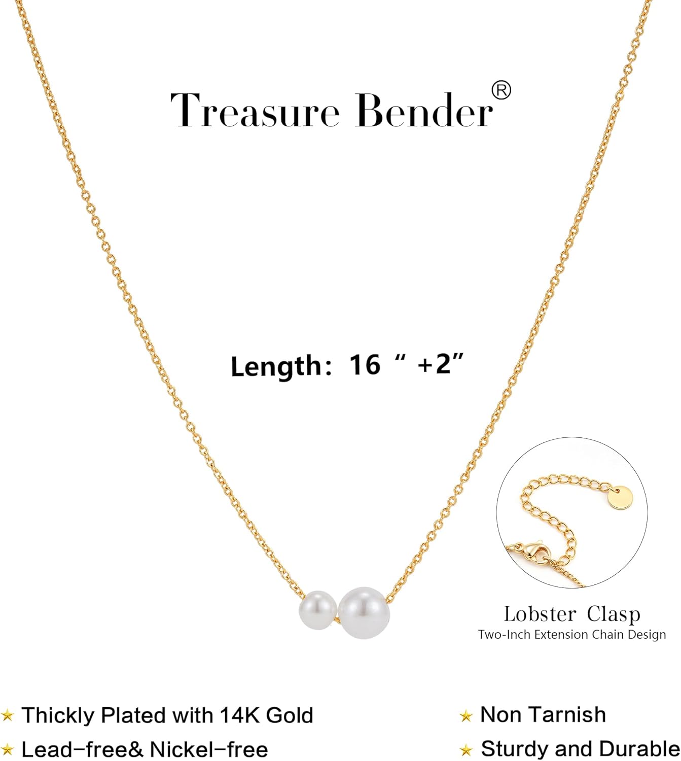 Gold Pearl Necklaces for Women Trendy 14k Gold Plated Dainty Necklace Simple Pearl Drop Single Charm Pendant Necklace Women’s Jewelry Best Friend Birthday Gifts Gold Jewelry for Women