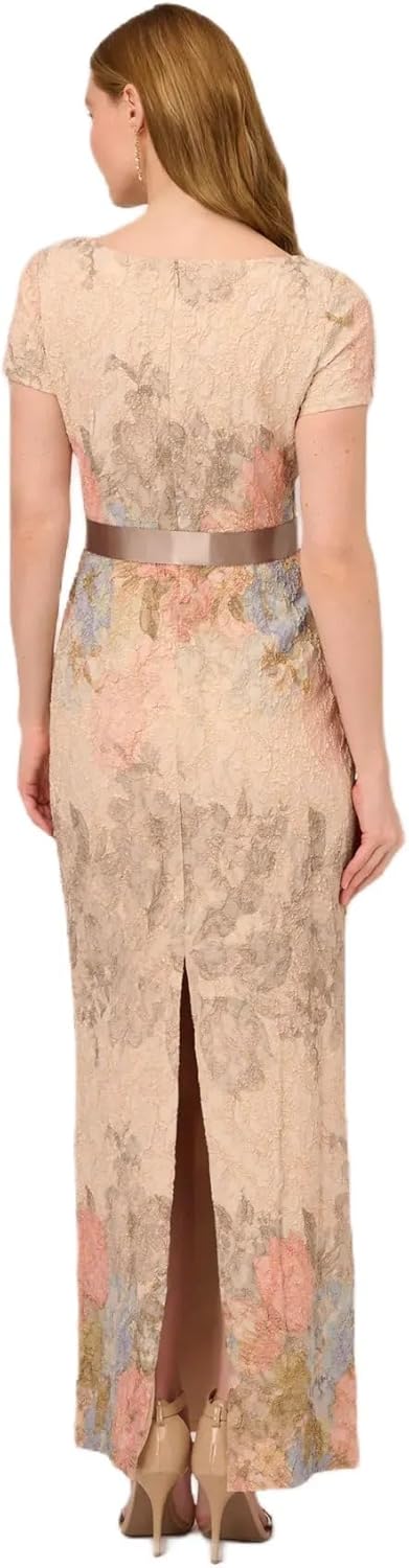 Adrianna Papell Womens Mateleasse Column Gown