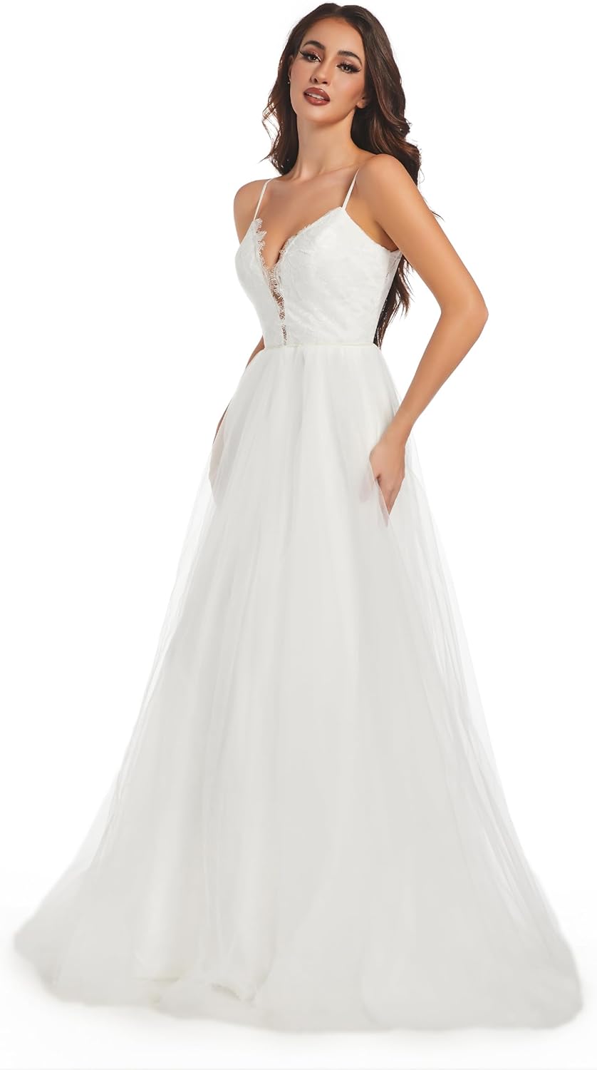 Wedding Dresses for Bride Unique Lace Beautiful Layers Tulle A Line Dreamy Beach Wedding Gowns