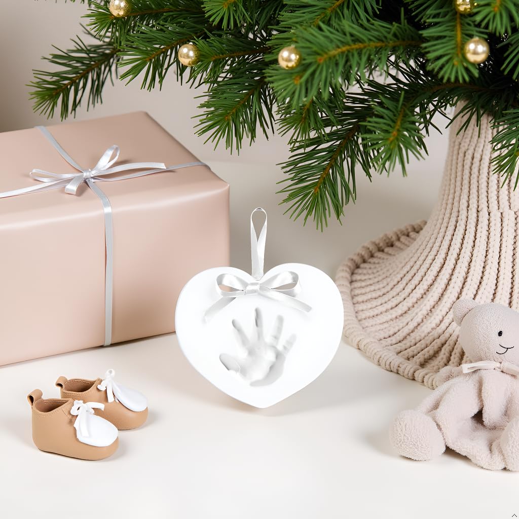 Kate & Milo Handprint and Footprint Heart Keepsake, Babys First Christmas Ornament, Newborn Handprint or Footprint Clay Kit, Easy No-Bake DIY Clay Impression, Christmas Baby Gift, Heart