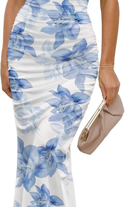 Wedding Guest Dresses for Women 2025 Floral Formal Cocktail Maxi Styles Off The Shoulder Stretch Sexy Bodycon Dress