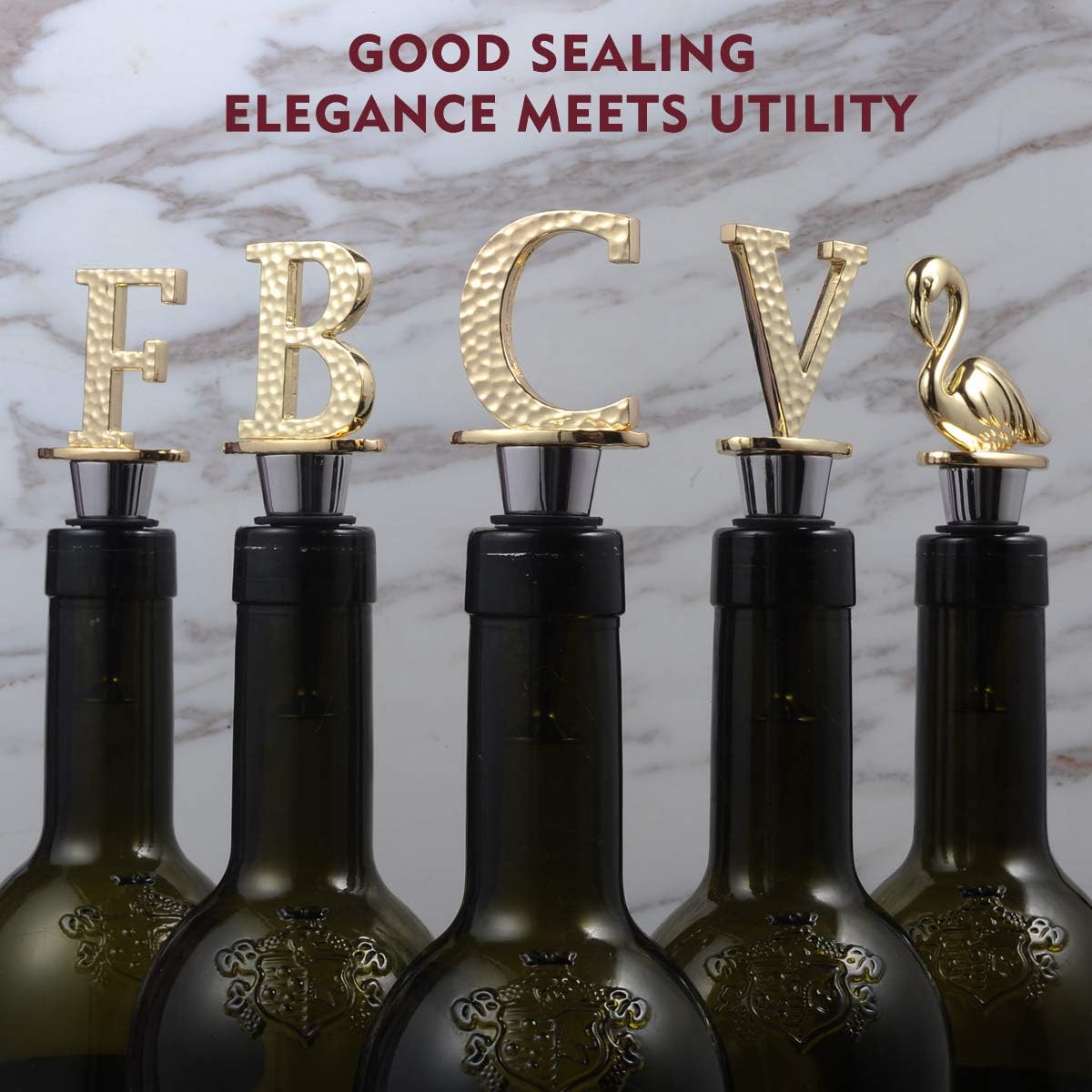 Miicol Wine Stopper, Prosecco Topper, Personalised Champagne Stopper, Gold Wine Accessories, Wine Lovers Gift, Monogram Gift, Letter C