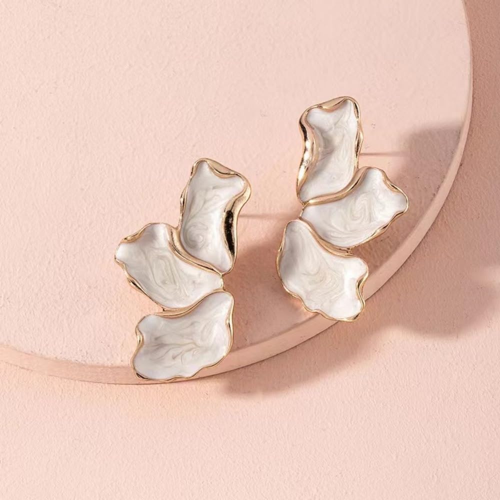Irregular Petal Earring For Women Stainless Steel Unique Statement Flower Dangle Earrings Trendy Jewelry Gift