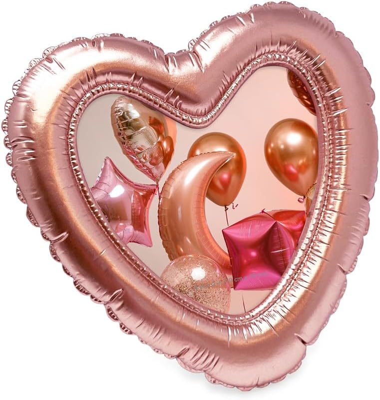 Isaac Jacobs 4x4 Rose Gold Balloon Heart-shaped Picture Frame with Easel & Hook for Tabletop&Wall Display, Decorative Art Design, Home Décor, Gallery Wall, Bookshelf, Desktop Display (4x4, Rose Gold)