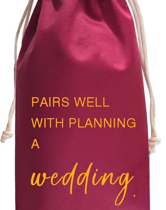 TBITON Wedding Gifts Engagement Gifts for Couple, Wine Bag Wedding Gift for Mr and Mrs, Engagement Gift for Her, Newlywed Gift, Pairs Well with A Planning Wedding (Wedding-Red)