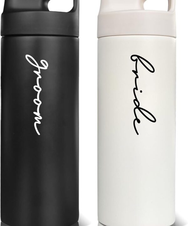 Groom and Bride Water Bottles - Wedding Gifts for Bride and Groom - Gifts for Bridal Shower Engagement Wedding and Married Couples Anniversary