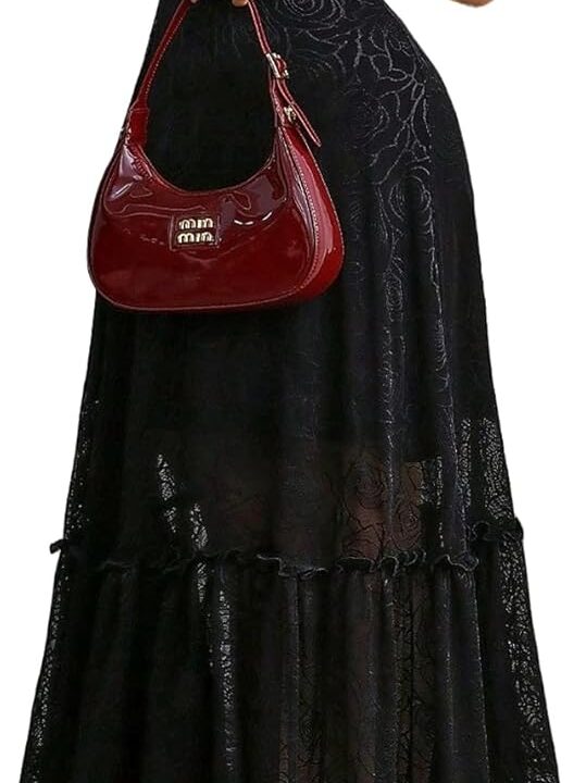 GothDark Womens Elegant Vintage Floral Lace Dress Short Sleeve Double Layer Gothic Midi Wedding Guest Cocktail Dresses