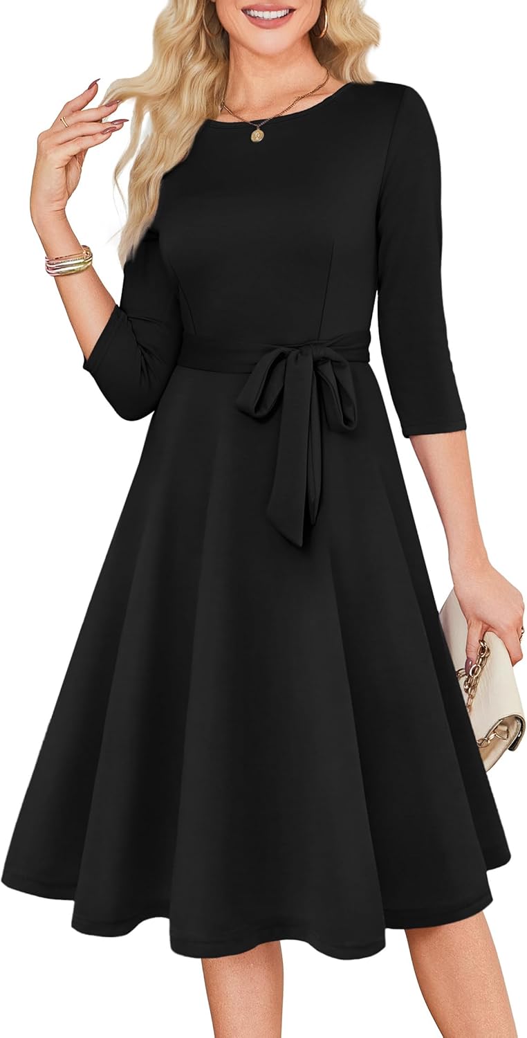 RUMIA Womens Cocktail Dresses 3/4 Sleeve Vintage Wedding Guest Dress (XS-3XL)