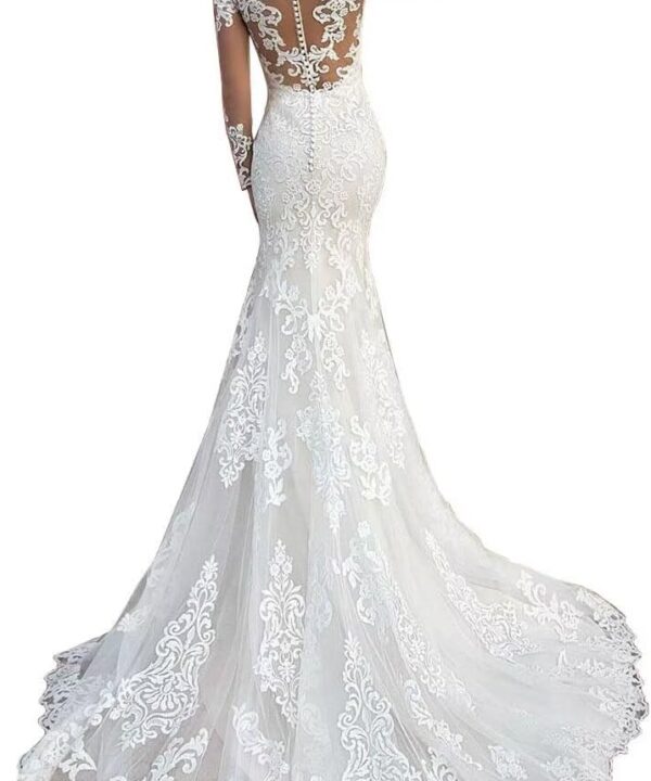 Lace Chiffon Beach Wedding Dresses for Bride 2025 Mermaid Long Boho Bridal Gowns with Slit