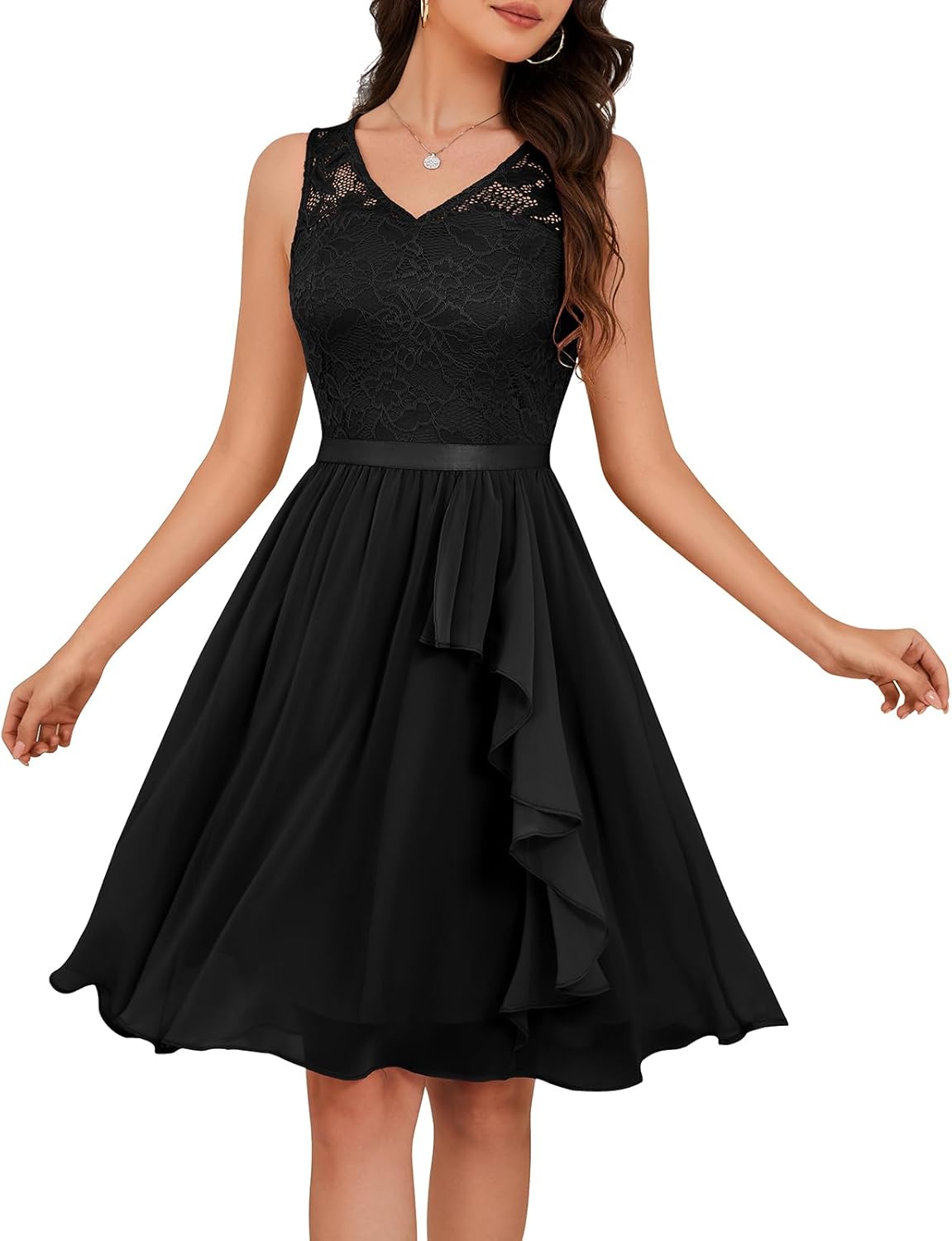 Meetjen Women's Cocktail Party Dresses 2025 Handkerchief Hem Lace Formal Wedding Guest Bridesmaid Fancy Prom Dress