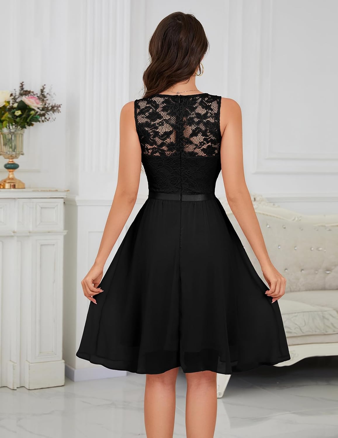 Meetjen Women’s Cocktail Party Dresses 2025 Handkerchief Hem Lace Formal Wedding Guest Bridesmaid Fancy Prom Dress