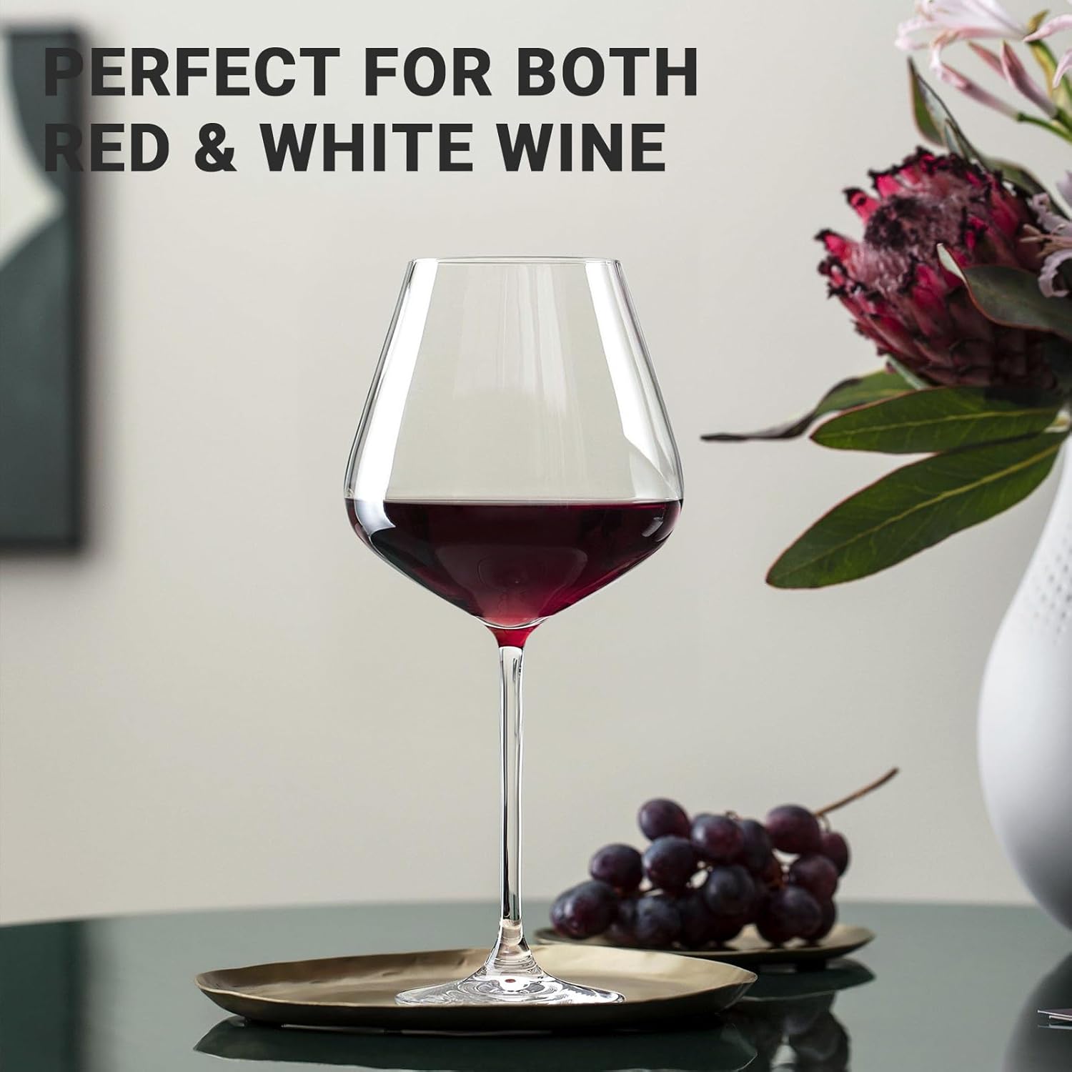 Physkoa Wine Glass Set of 4 – 2 Red Wine (22oz) & 2 White Wine (14oz) Hand-Blown Crystal Glasses, Perfect for Christmas, Wedding & Housewarming Gifts