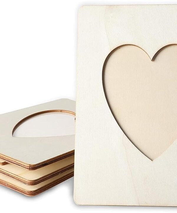 Bright Creations Heart Shaped Unfinished Wood Picture Frames for 4 x 6 Photos (5.9 x 7.9 In, 4 Pack)