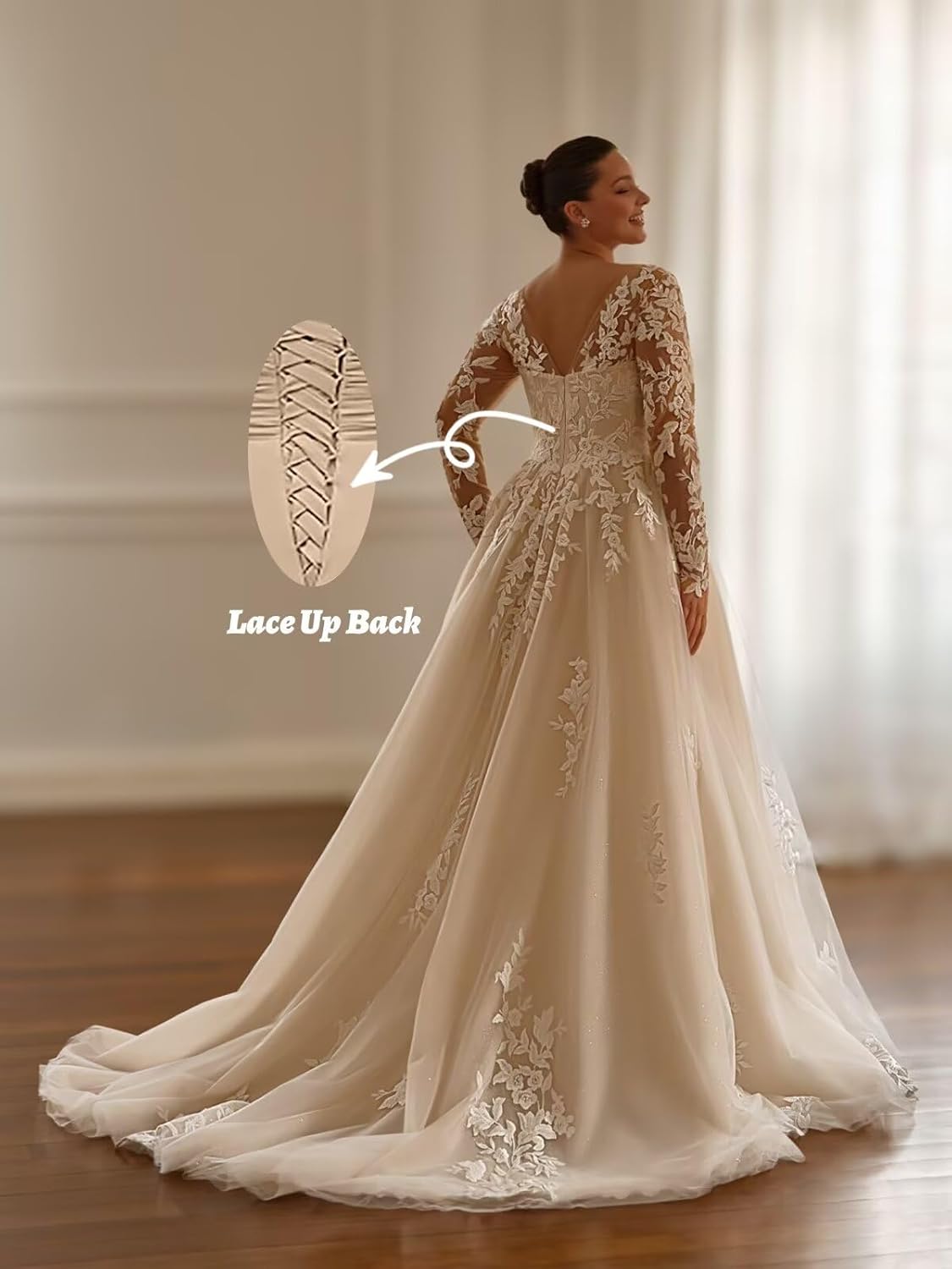 Plus Size Wedding Dresses with Applique V Neck Bridal Gowns for Women Backless Wedding Guest Dresses SA-S01