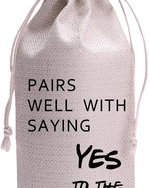 Pairs Well With Saying Yes To The Dress Mr and Mrs Wedding Gift Engagement Gift Bag For bride/him/her Newly Engaged Gift Wine Tote