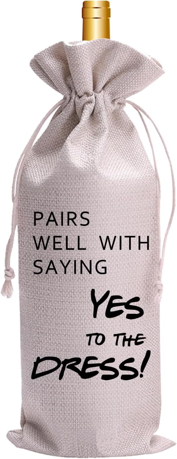 Pairs Well With Saying Yes To The Dress Mr and Mrs Wedding Gift Engagement Gift Bag For bride/him/her Newly Engaged Gift Wine Tote