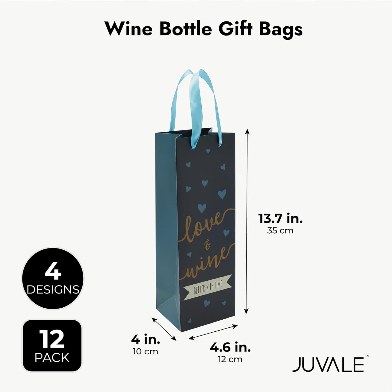 Juvale Wine Gift Bags – 12 Pack, 13.7 x 4.6 x 4 In, Multicolor Satin Ribbon Handles – Gift Bags for Bottles of Wine