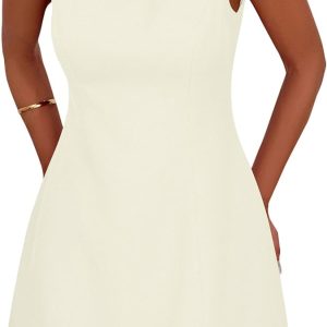 PRETTYGARDEN Womens Formal Short Dresses 2025 Summer Sleeveless Boat Neck A Line Elegant Mini Cocktail Party Dress