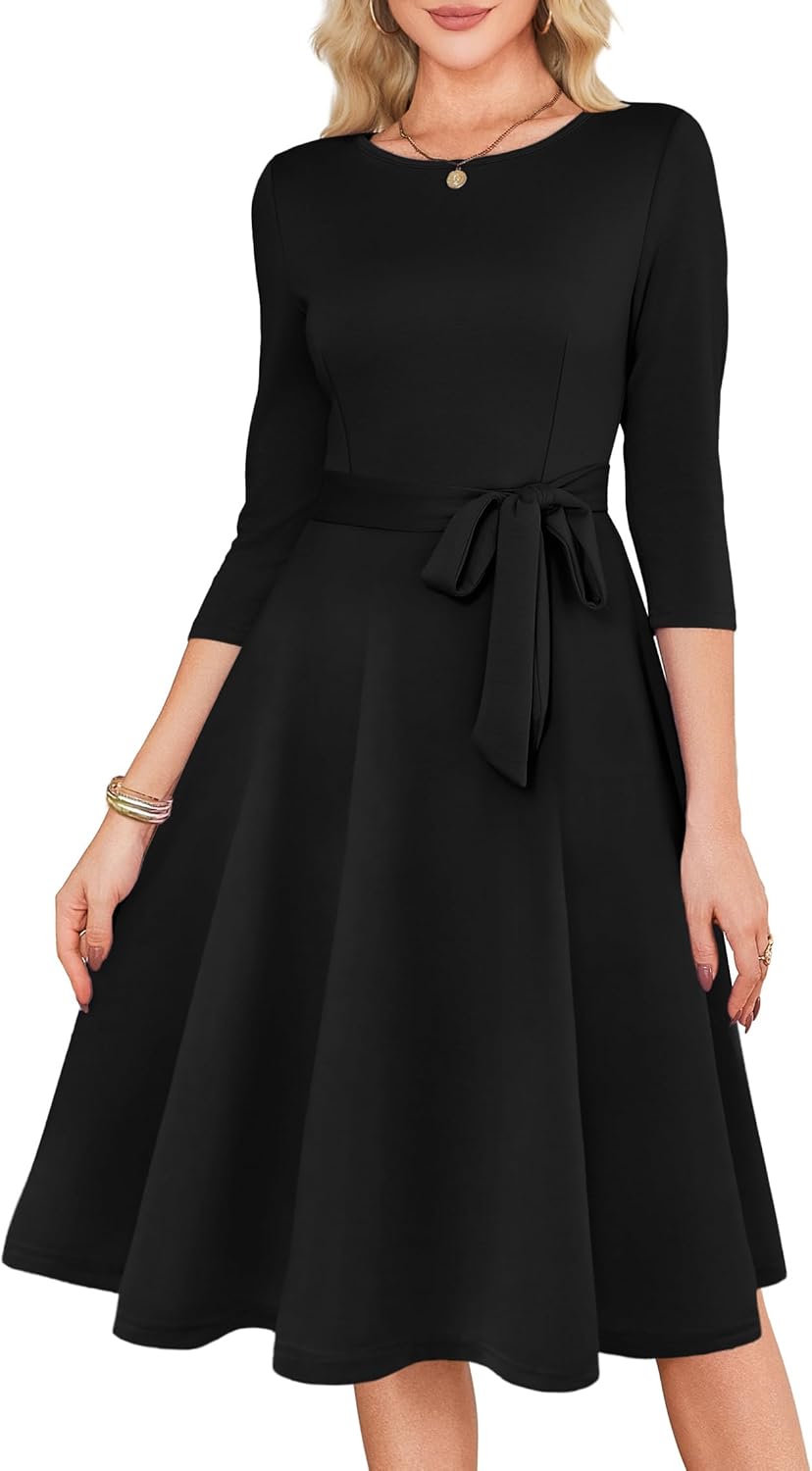 RUMIA Womens Cocktail Dresses 3/4 Sleeve Vintage Wedding Guest Dress (XS-3XL)