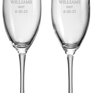 Let's Make Memories Personalized Champagne Flutes - for Weddings or Anniversaries - Set of 2 - Mr. & Mrs. Design - Holds 8 oz